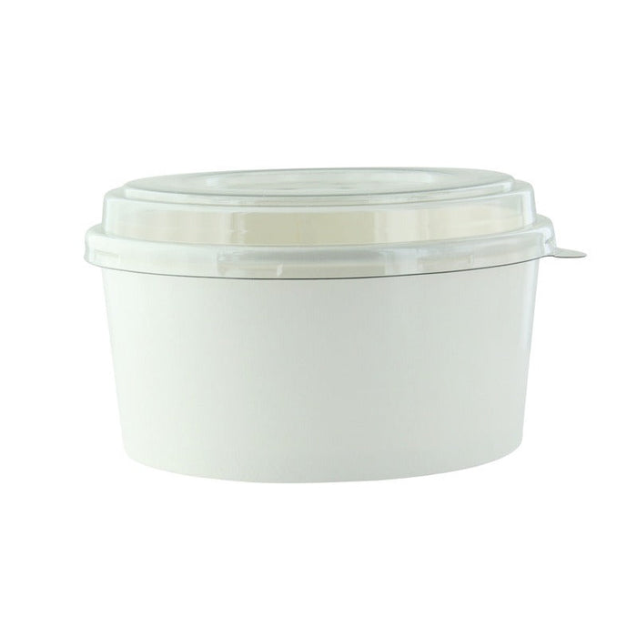 Saladier rond "Buckaty" en carton blanc avec couvercle PET - 750 ml - Ø 14,5 cm - H 6,9 cm - 50 unités