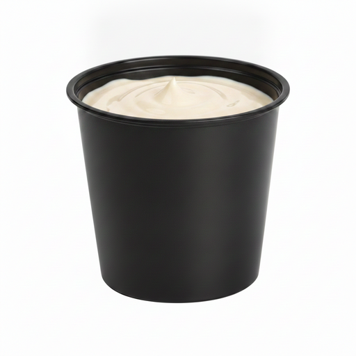 Pot à sauce rond en plastique PP noir - 150 ml - Ø 7 cm - H 6,4 cm - 100 unités