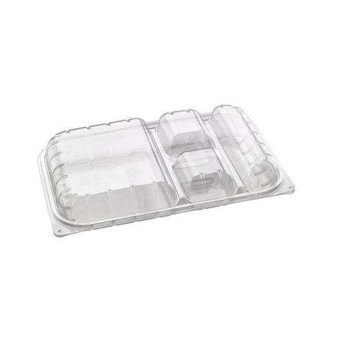 Boîte repas plastique PET transparent 4 compartiments - 25 unités