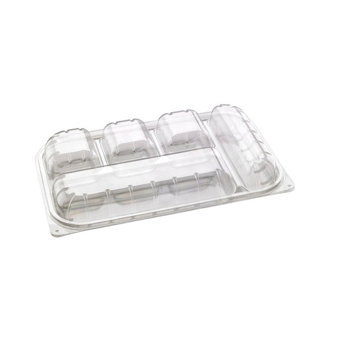 Boite repas plastique PET transparent 5 compartiments - 25 unités