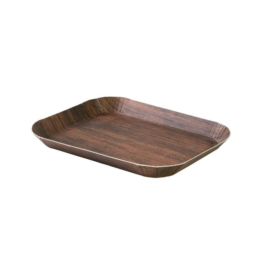 Plateau decor bois foncé laminé 16,8 cm x 12,7 cm H 1,5 cm - 50 unités