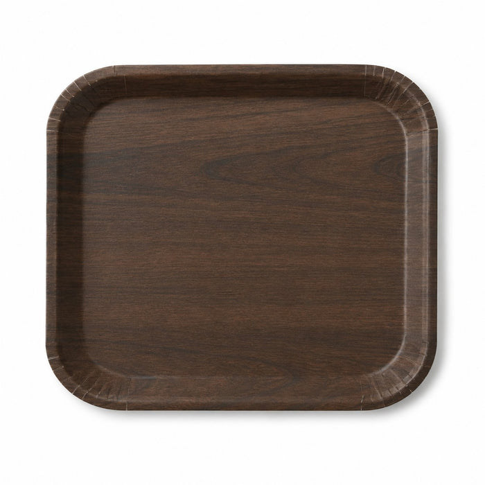 Plateau carton décor bois foncé laminé - 18,5 cm x 13,5 cm x 1,9 cm