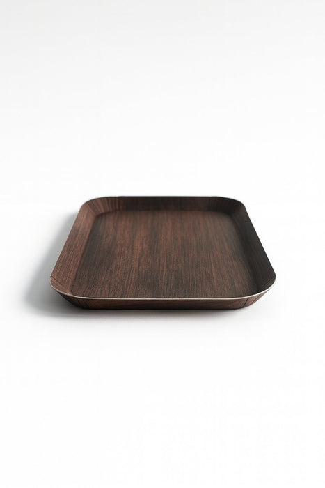 Plateau carton décor bois foncé laminé - 23,2 cm x 14,5 cm x 2,9 cm - ambiance