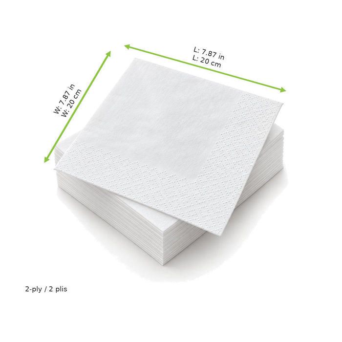 Serviette ouate blanche 2 plis - 20 cm x 20 cm - dimensions