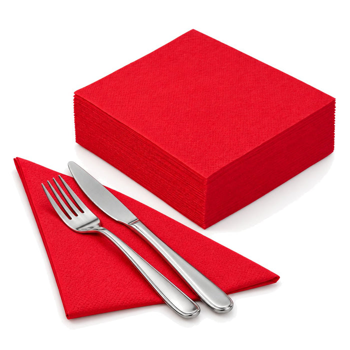 Serviette ouate rouge 2 plis - 38 cm x 38 cm - en situation