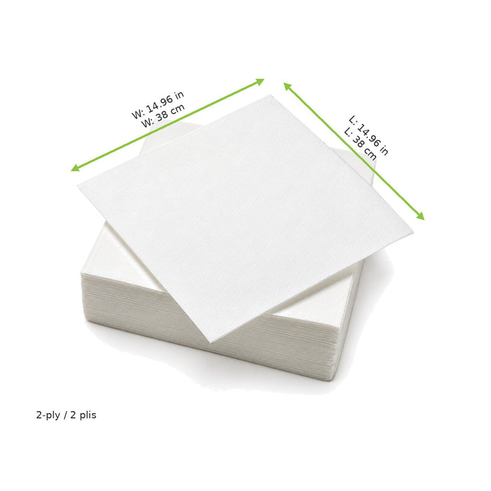 Serviette ouate blanche 2 plis - 38 cm x 38 cm - dimensions