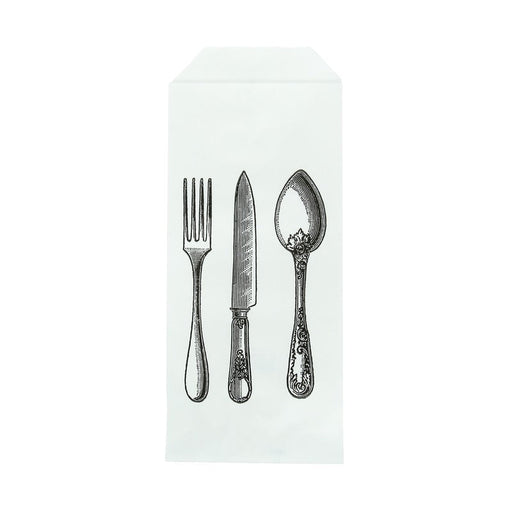 Sac couverts en papier blanc avec logo 22 cm x 8,5 cm x 28 cm - 1000 unités
