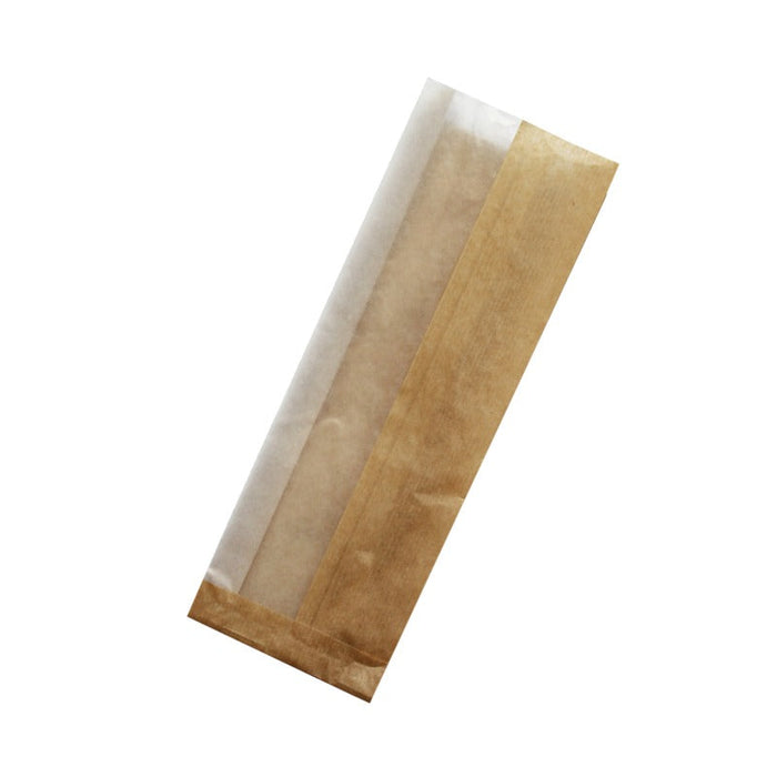 Sac sandwich papier brun à fenêtre cristal - 11 cm x 4 cm x 31 cm - 1000 unités
