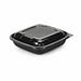 Saladier PET carré noir avec couvercle 750 ml 19 cm x 19 cm x 6,5 cm - 25 unités