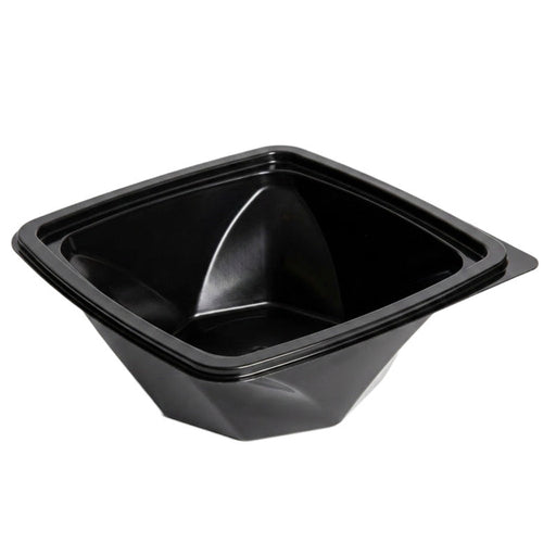 Saladier carré vrillé "Twirl" en PET noir sans couvercle - 1000 ml - 20 cm x 20 cm - H 8 cm - 100 unités