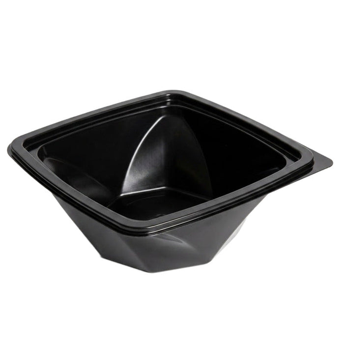 Saladier carré vrillé "Twirl" en PET noir sans couvercle - 1000 ml - 20 cm x 20 cm - H 8 cm - 100 unités
