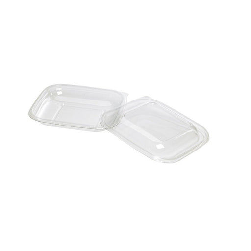 Saladier plastique PET carré transparent avec couvercle 500 ml 19,5 cm x 19,5 cm x 3 cm - 25 unités