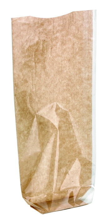 Sac transparent fond cartonné kraft 12 cm x 26 cm - 100 unités