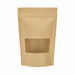 Sac poche debout kraft transparent avec zip de fermeture - 13 cm x 21 cm - 200 unités