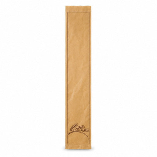 Sac à pain papier kraft brun décor marron 12 cm x 8 cm x 49 cm - 1000 unités