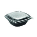 Saladier PET carré noir avec couvercle 1000 ml 19 cm x 19 cm x 5,5 cm - 150 unités