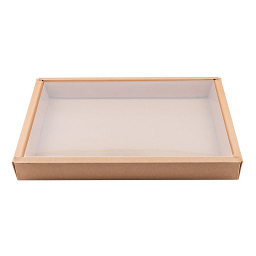 Combo boîte kraft sushi avec couvercle PET  310x215, H35 mm, 50pcs
