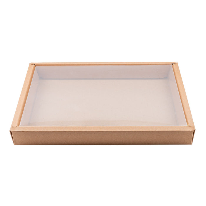 Combo boîte kraft sushi avec couvercle PET  310x215, H35 mm, 50pcs