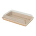 Barquette sushi kraft avec couv transp PET - 22 cm x 13,5 cm x 2,5 cm - 50 unités