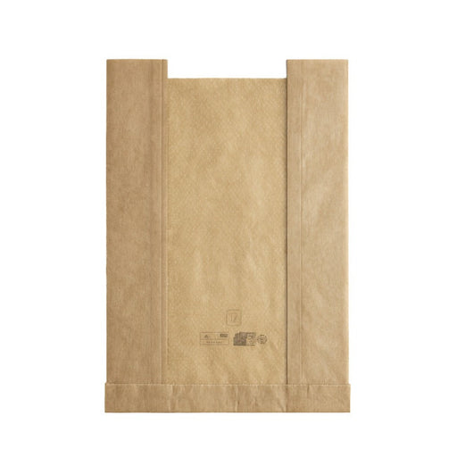 Sac papier kraft brun à fenêtre microperforée 18 cm x 4 cm H 22 cm - 1000 unités