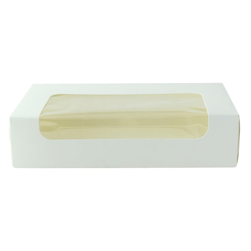Boite carton blanche laminé à fenêtre 19 x 11,3 x 4,4 cm - 50 unités