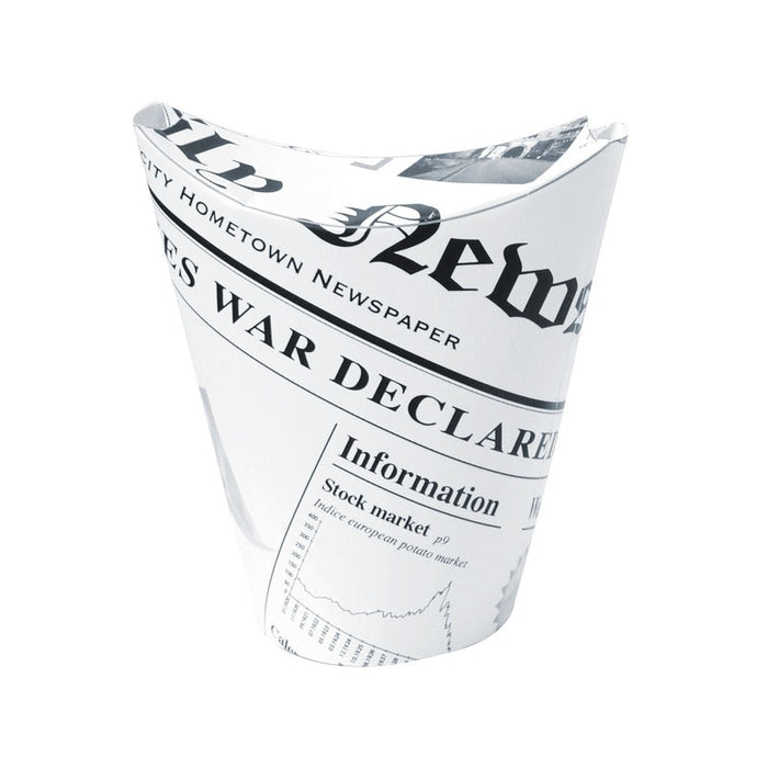 Gobelet carton snack refermable perforé blanc décor "Journal" - 270 ml - Ø 8,3 cm - H 11,8 cm - 50 unités