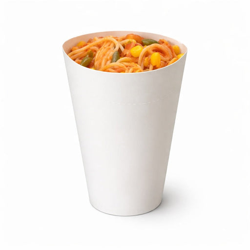 Gobelet carton snack refermable perforé blanc - 480 ml - Ø 9 cm - H 15,7 cm - 50 unités