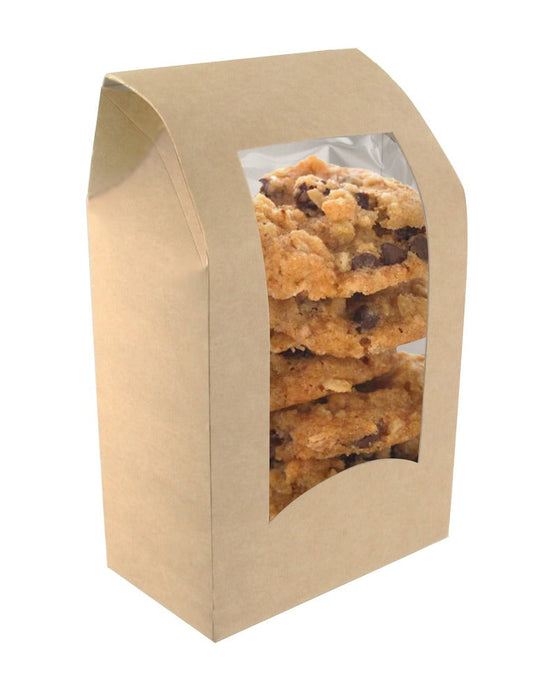 Boîte wrap carton brun à fenêtre (5% de plastique) 9,5 cm x 5,4 cm x 15,2 cm - 50 unités
