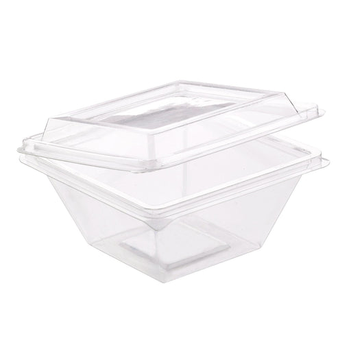 Pyramide Deli plastique PET avec couvercle charnière  250ml 105x105, H55 mm, 50pcs