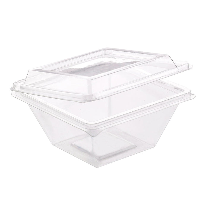 Pyramide Deli plastique PET avec couvercle charnière  250ml 105x105, H55 mm, 50pcs