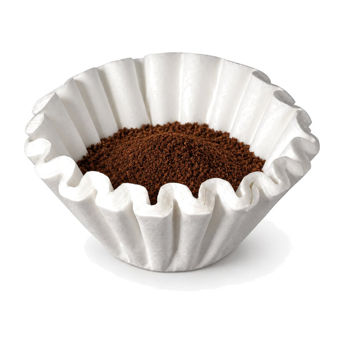 Filtre à café corbeille en papier blanc - Ø 25 cm - H 9 cm - en situation