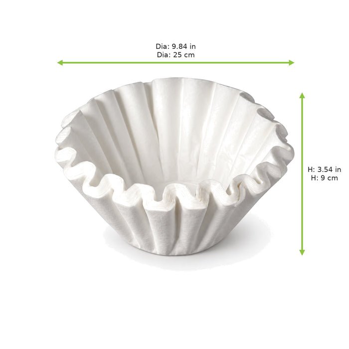 Filtre à café corbeille en papier blanc - Ø 25 cm - H 9 cm - dimensions