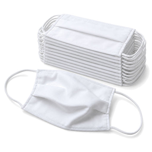 White reusable cotton fabric mask - 22 cm x 12 cm - 10 pcs