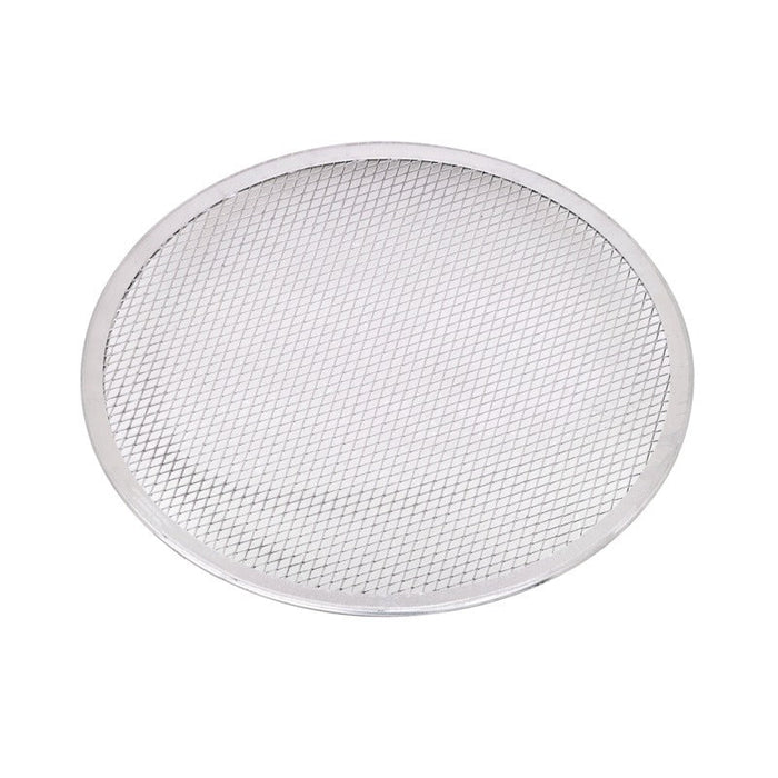 Grille à pizza ronde aluminium à fond ajouré Ø 33,02 cm H 0,4 cm - 12 unités