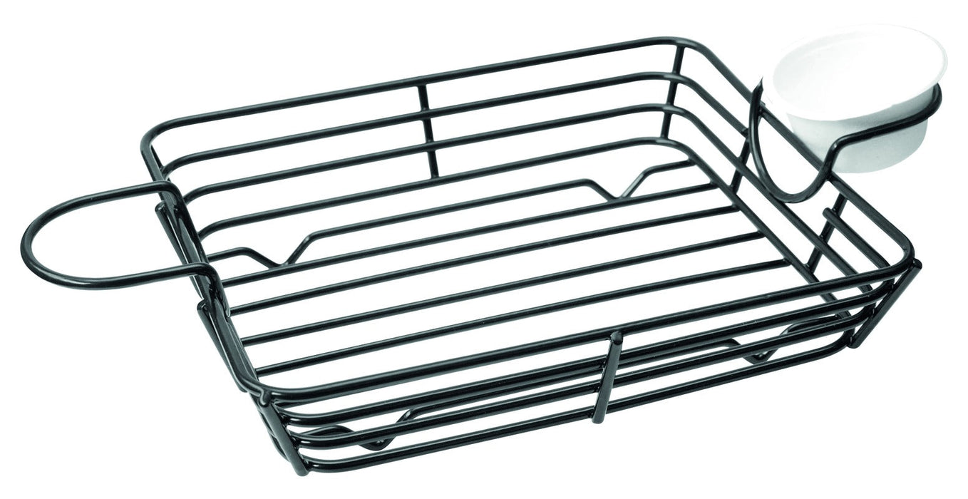 Panier métal noir rectangulaire avec porte coupelle 31 cm x 18 cm x 6 cm - 6 unités