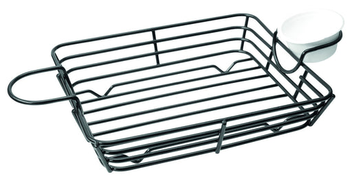 Panier métal noir rectangulaire avec porte coupelle 31 cm x 18 cm x 6 cm - 6 unités