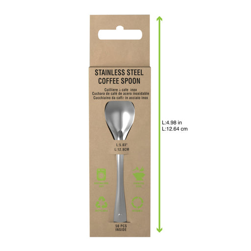 Cuillère à café 12,8 cm inox avec étui - 50 unités