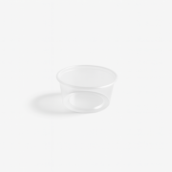Pot "Deli" rond en PP injecté transparent - 240 ml - Ø 9,6 cm - H 4,9 cm - 50 unités