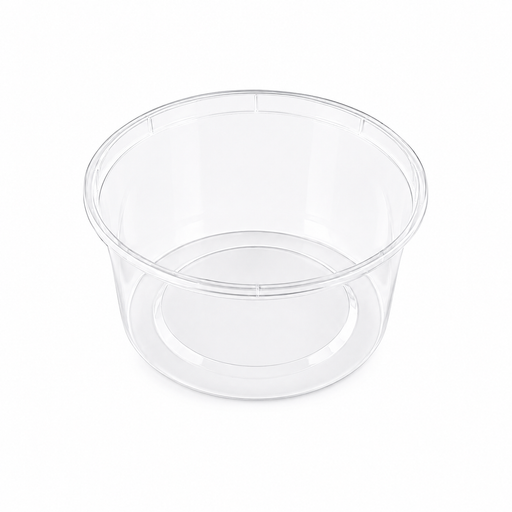 Pot "Deli" rond en PP injecté transparent - 240 ml - Ø 9,6 cm - H 4,9 cm - 50 unités