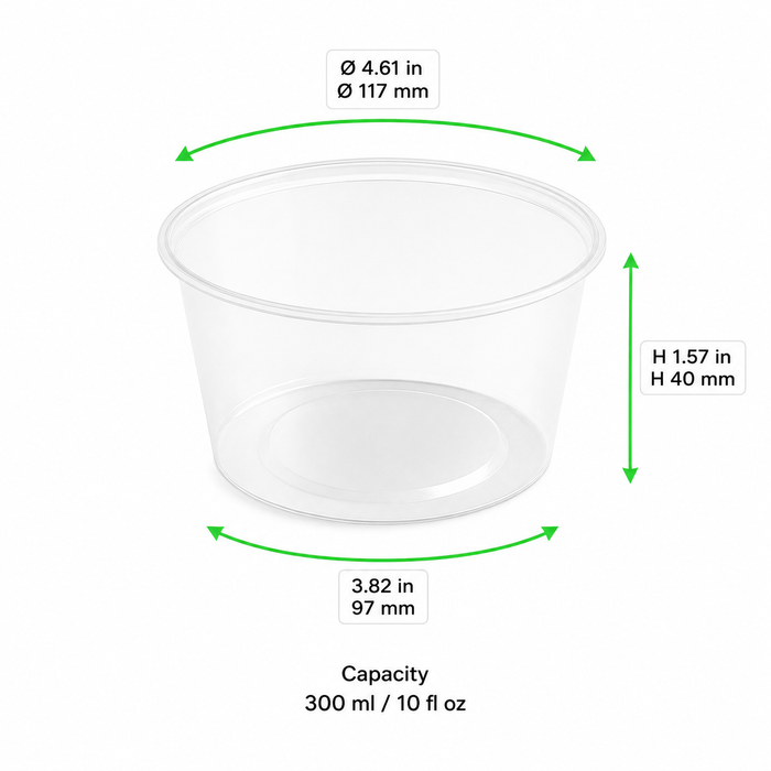 Pot "Deli" rond en PP injecté transparent - 300 ml - Ø 11,7 cm - H 4 cm - 50 unités