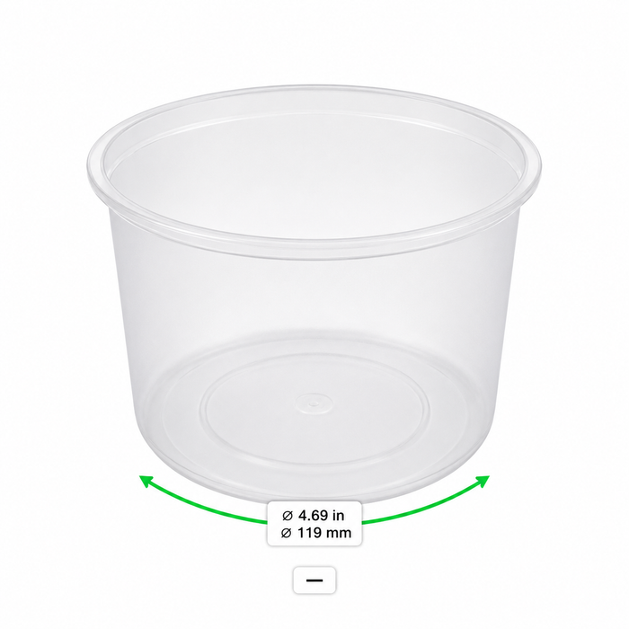 Pot "Deli" rond en PP injecté transparent - 480 ml - Ø 11,8 cm - H 6,3 cm - 50 unités