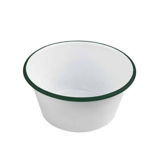 Enamel bol profond bords droits acier emaillé blanche /bord vert - 750 ml - Ø 14 cm - H 6,5 cm - 12 unités
