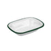 Enamel barquette acier emaillÃ© blanche /bord vert 350ml - 18 cm x 13 cm H 4 cm - 12 unités