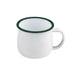 Enamel mug acier emaillé blanche /bord vert - 150 ml - Ø 8 cm - H 6 cm - 12 unités
