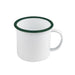 Enamel mug acier emaillé blanche /bord vert - 500 ml - Ø 12 cm - H 9 cm - 12 unités