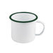 Enamel mug acier emaillé blanche /bord vert - 750 ml - Ø 13 cm - H 10 cm - 12 unités