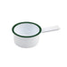 Enamel mini casserole blanche avec bord vert 200ml - 12 unités