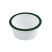 Enamel pot bord droit acier emaillé blanche /bord vert - 160 ml - Ø 9 cm - H 4,5 cm - 12 unités