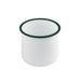 Enamel delipotacier emaillé blanche /bord vert - 730 ml - Ø 10 cm - H 10 cm - 12 unités