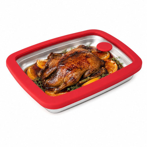 Couvercle GN 1/2 verre trempé et silicone avec 2 bouchons silicone 32,5 cm x 26,5 cm H 1,7 cm - 6 unités
